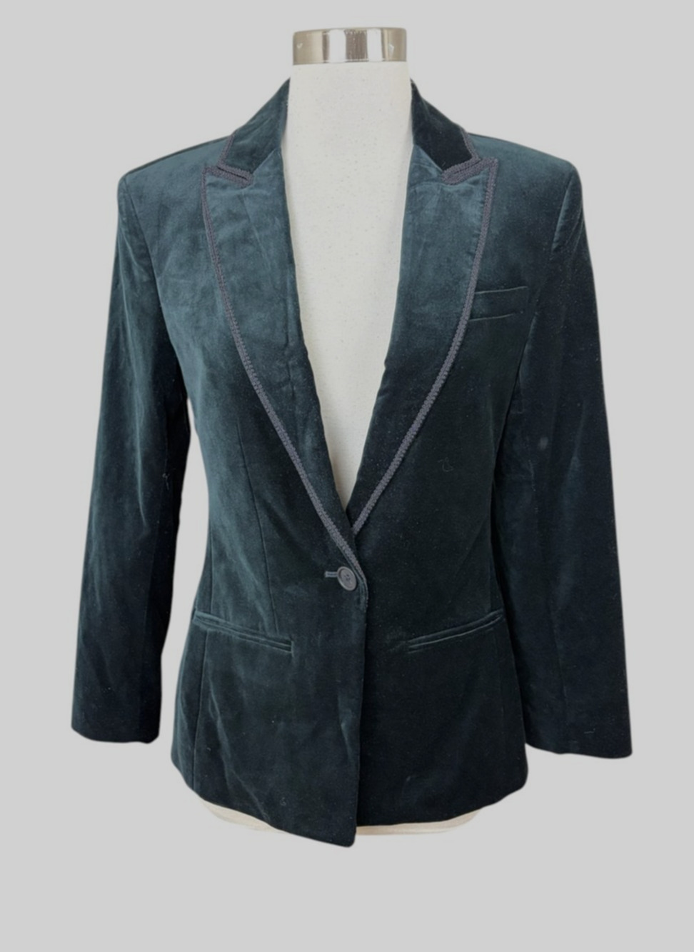 J. Crew Alexandra Blazer Velvet Black Braided Trim CF274 Size 0 Classic Jacket
